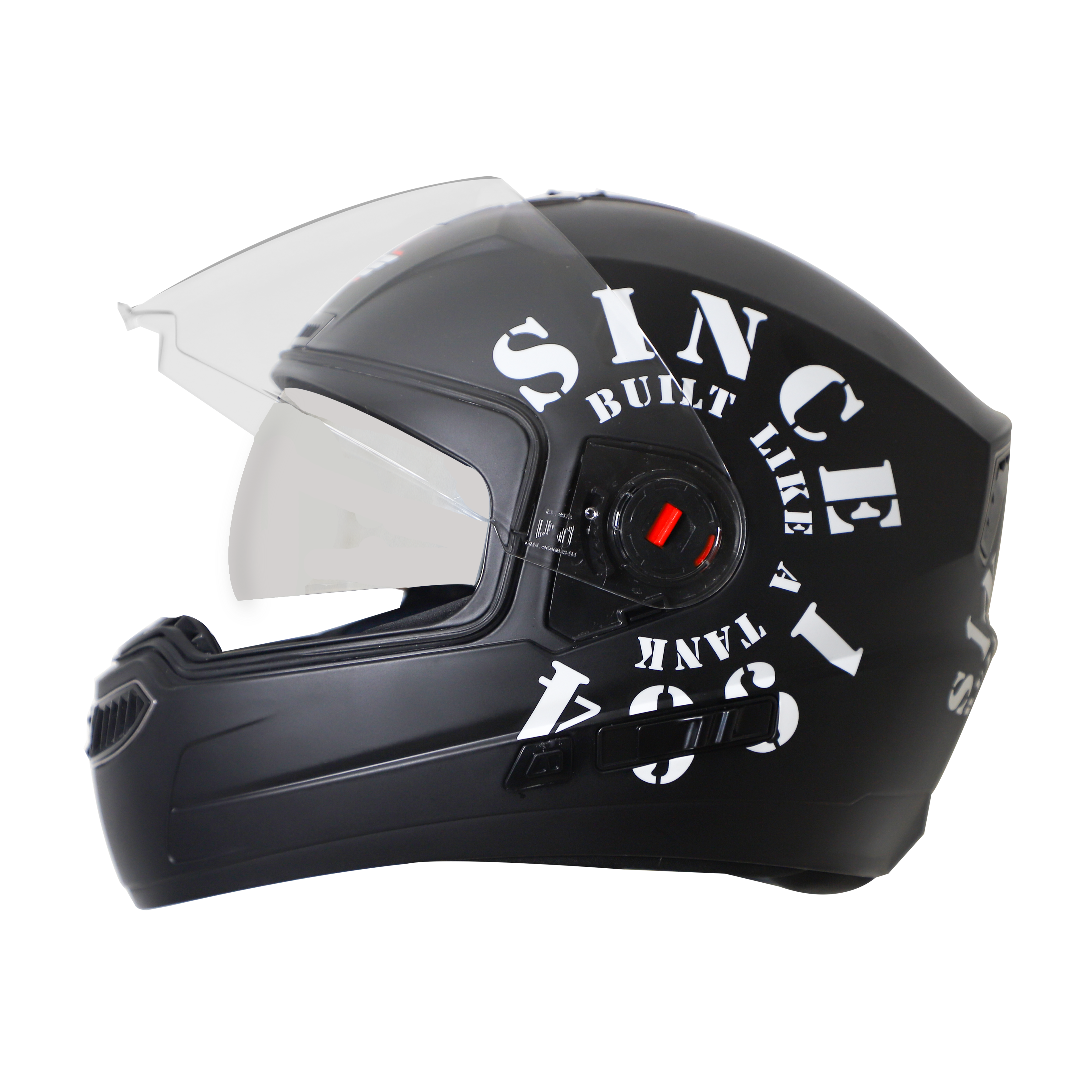 Steelbird SBA-1 Tank Double Visor Full Face Graphics Helmet, Inner Silver Sun Shield And Outer Clear Visor (Matt Black White)